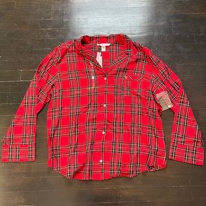 Victorias Secret Flannel Red Pajama Lounge Shirt